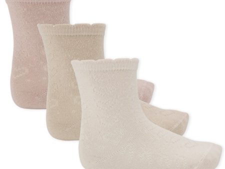 Konges Sløjd Heart Pointelle Strumpor 3-pack Rose  Off White  Toasted Almond Online Hot Sale