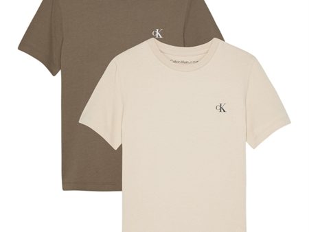 Calvin Klein Monogram T-shirt 2-pack Shitake Classic Beige Online Hot Sale