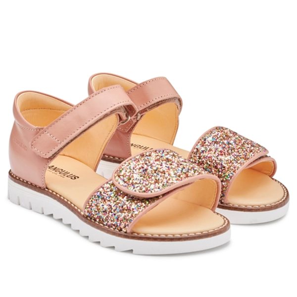 Angulus Sandal M. Kardborreband Dark Peach Multi Glitter Cheap