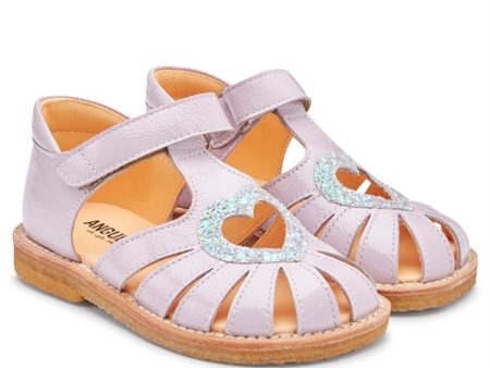 Angulus Hjerte Sandal M. Kardborreband Ljus Lila Mint Glitter Sale