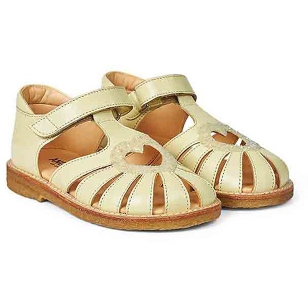 Angulus Hjerte Sandal M. Kardborreband Ljusgult Ljusgult Glitter For Discount