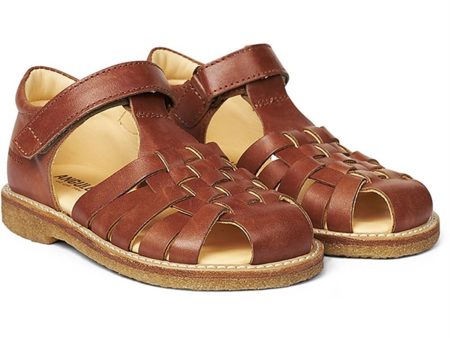 Angulus Sandal M. Fläta And Kardborreband Tan on Sale