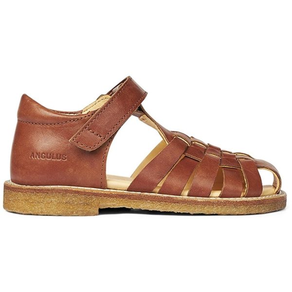 Angulus Sandal M. Fläta And Kardborreband Tan on Sale