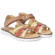 Angulus Sandal M. T-Rem Och Kardborreband Mörk Persika Persika Korall Ljusgul Hot on Sale