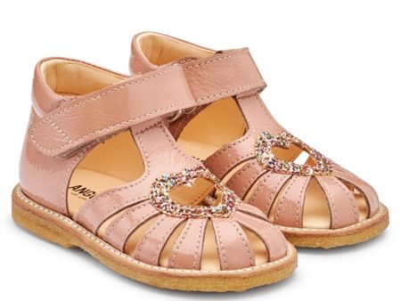 Angulus Lära-Gå-Sandaler M. Kardborreband Dark Peach Multi Glitter Fashion