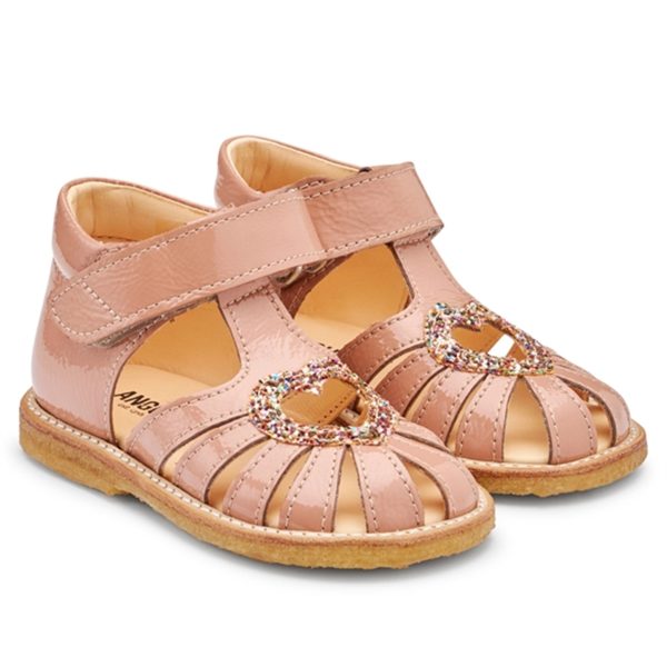 Angulus Lära-Gå-Sandaler M. Kardborreband Dark Peach Multi Glitter Fashion