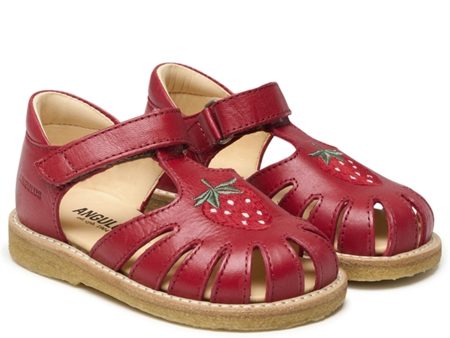 Angulus Sandal m. Jordbær og Velcro Rød Online