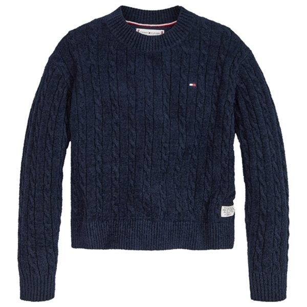 Tommy Hilfiger Chenille Kabel Sweater Desert Sky Online Sale