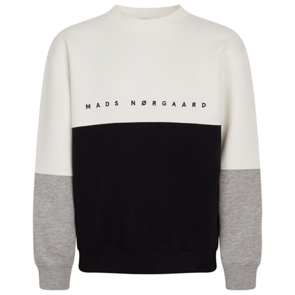 Mads Nørgaard Standard Sonar Block Sweatshirt Black Marshmallow Grey Melange Online Hot Sale