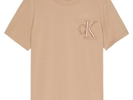 Calvin Klein Monogram Embro Logo T-Shirt Travertine on Sale