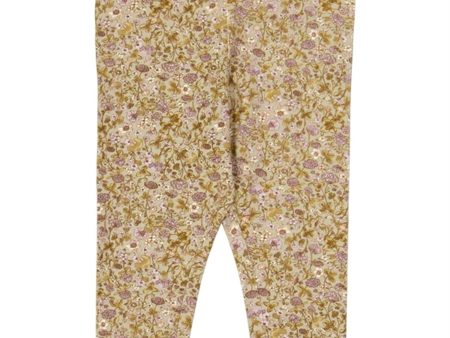 Wheat Fossil Flowers Jersey Leggings Supply