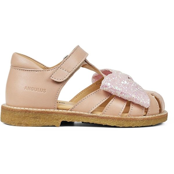 Angulus Sandal M. Rosett Och Kardborreband Peach Peach Glitter Cheap