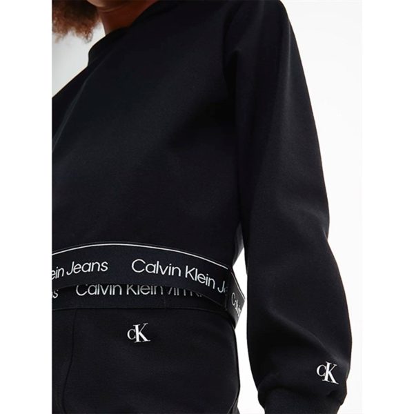 Calvin Klein Punto Logo Tape Cropped Hoodies Black on Sale