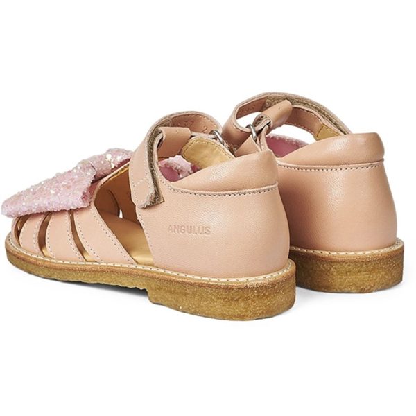 Angulus Sandal M. Rosett Och Kardborreband Peach Peach Glitter Cheap