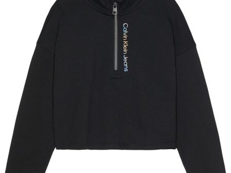 Calvin Klein Logo Zip Up Sweatshirt Black Online Hot Sale