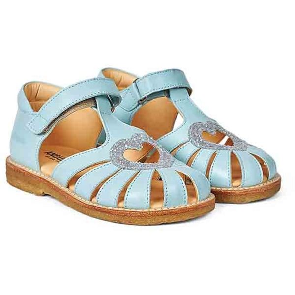 Angulus Hjerte Sandal M. Kardborreband Mint Mint Glitter Hot on Sale