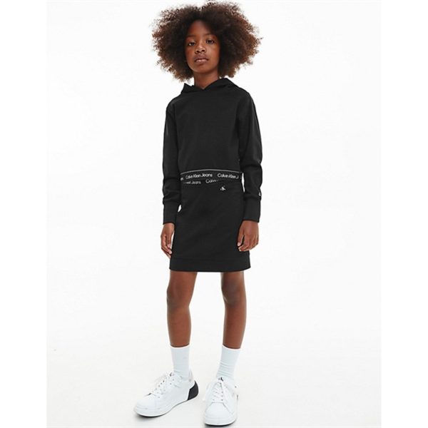 Calvin Klein Punto Logo Tape Cropped Hoodies Black on Sale