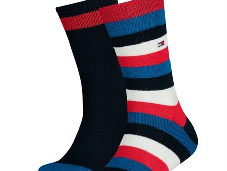 Tommy Hilfiger 2-Pack Basic Strumpor Stripe Midnight Blue Supply