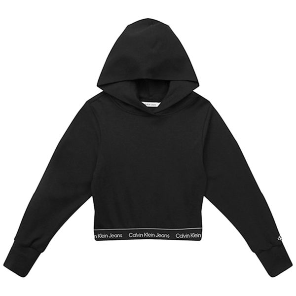 Calvin Klein Punto Logo Tape Cropped Hoodies Black on Sale