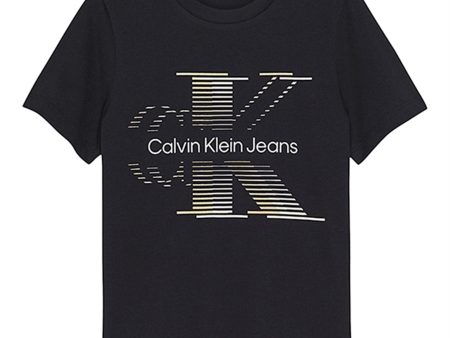 Calvin Klein Lined Monogram T-Shirt Black Cheap